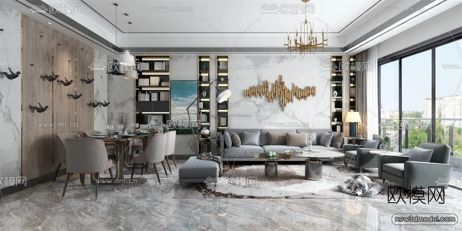 Luxury Style Interior 3D Blocks - Living Room 3D Model - 118