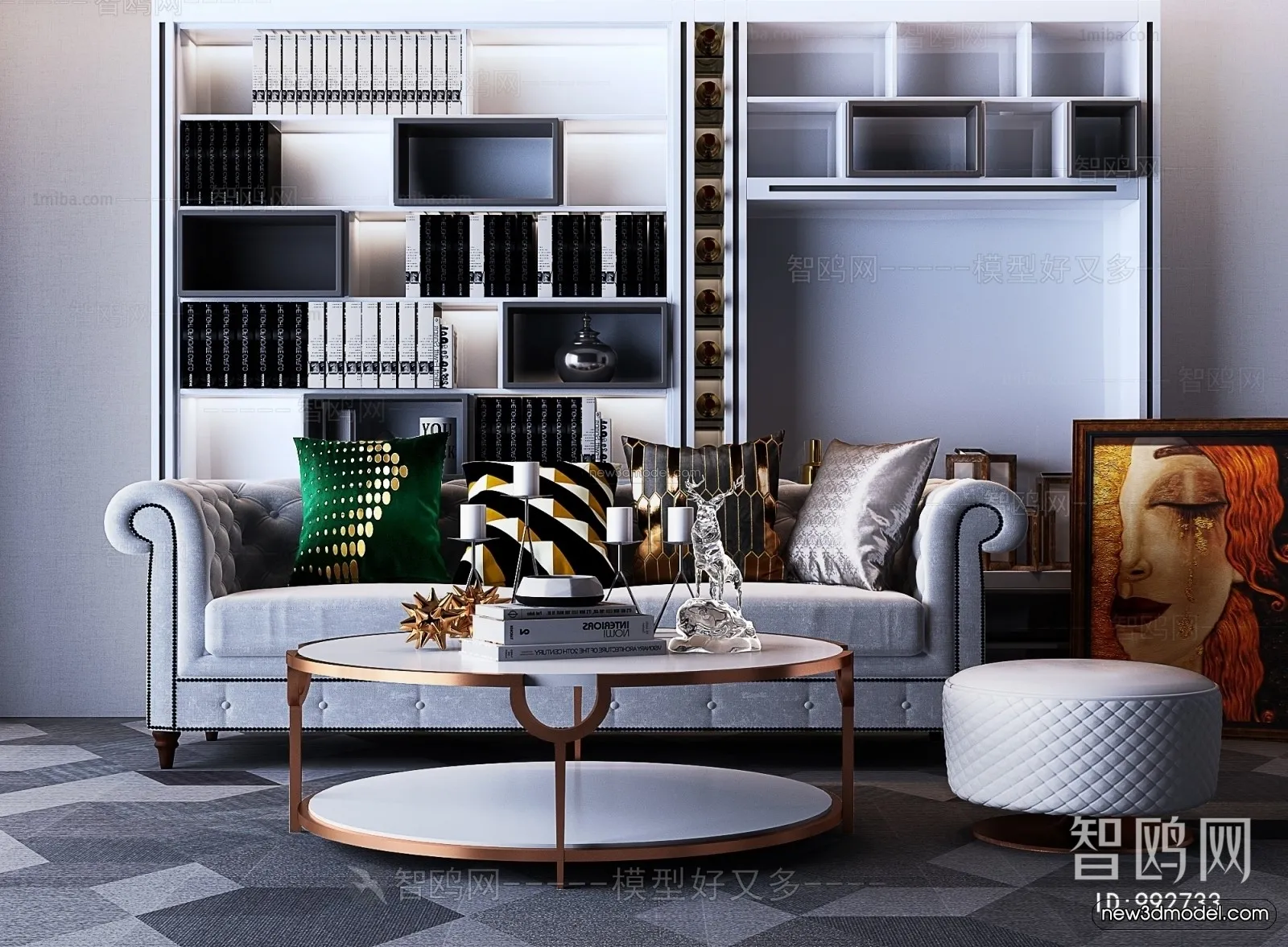 Luxury Style Interior 3D Blocks - Living Room 3D Model - 122