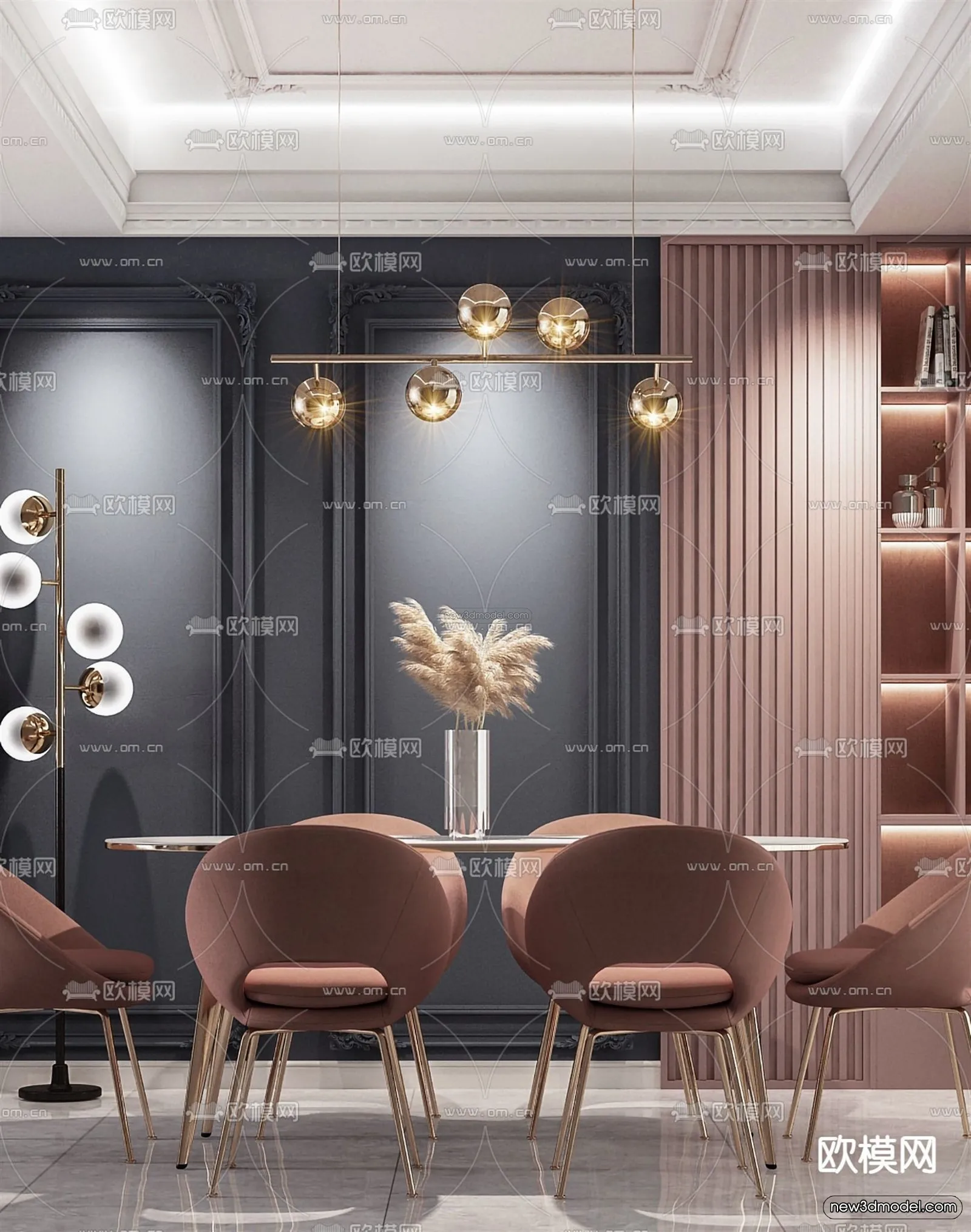 Luxury Style Interior 3D Blocks - Living Room 3D Model - 124