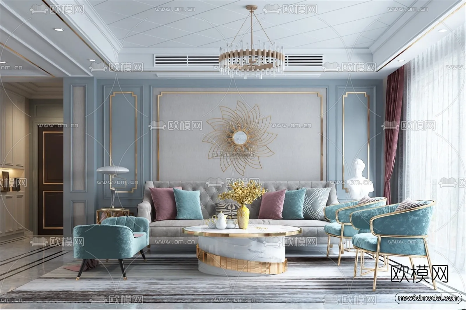 Luxury Style Interior 3D Blocks - Living Room 3D Model - 131