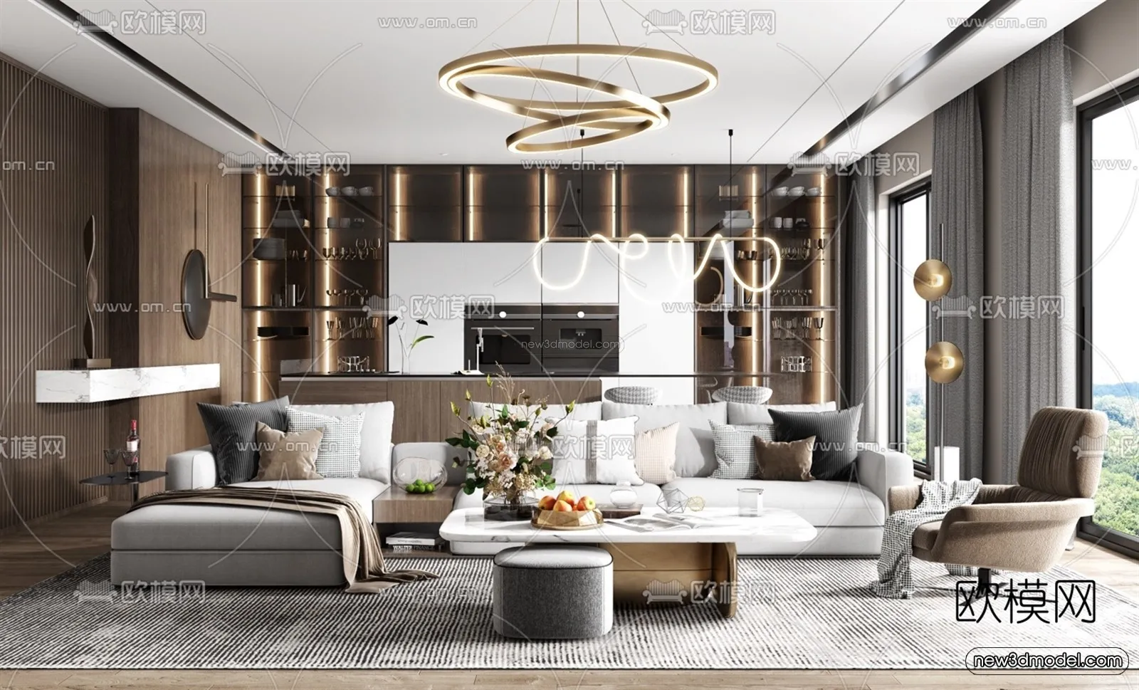 Luxury Style Interior 3D Blocks - Living Room 3D Model - 132