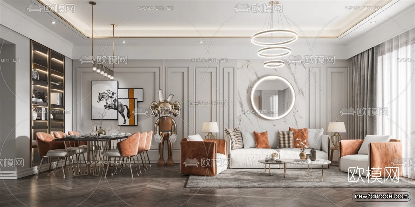 Luxury Style Interior 3D Blocks - Living Room 3D Model - 133