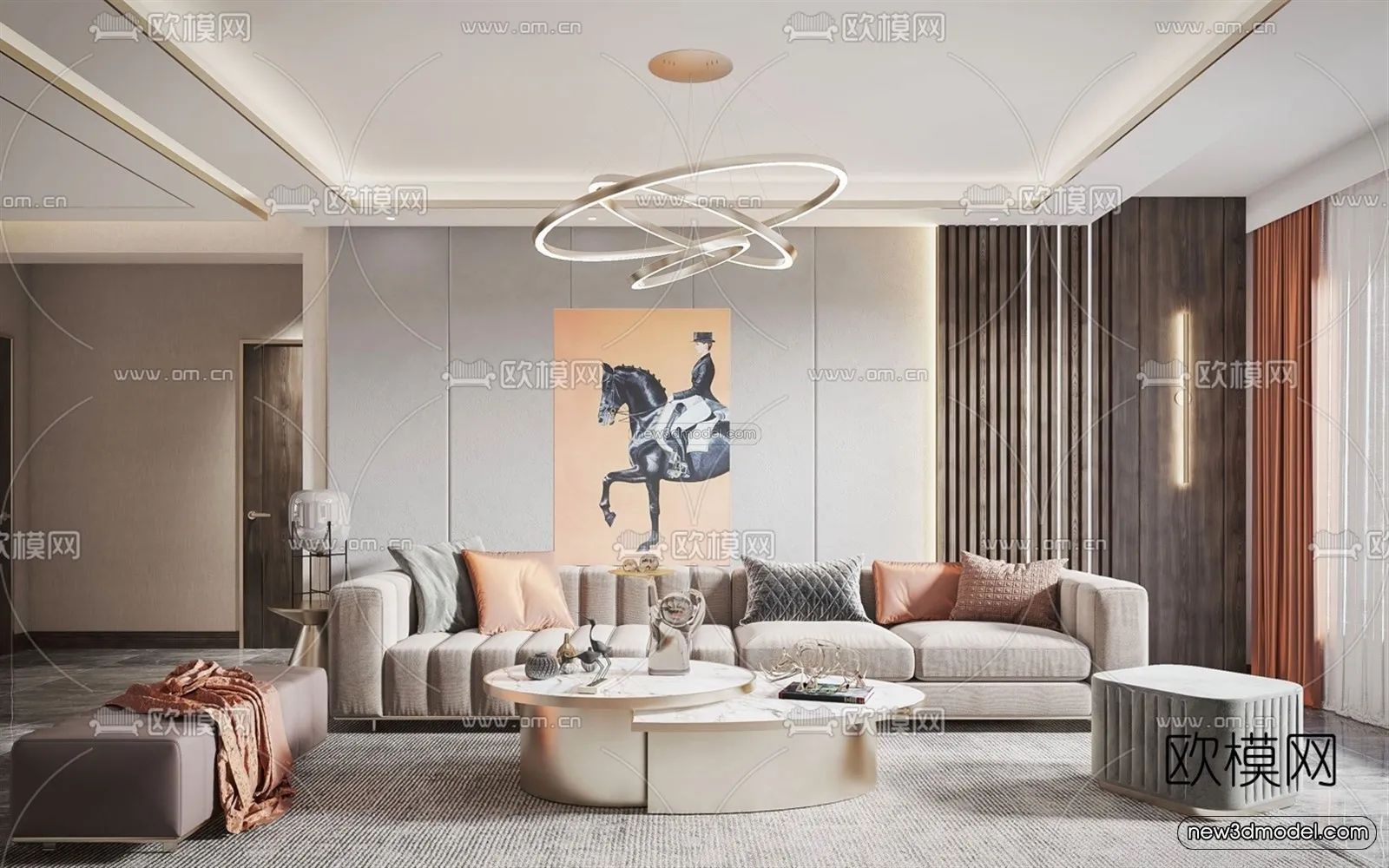 Luxury Style Interior 3D Blocks - Living Room 3D Model - 134