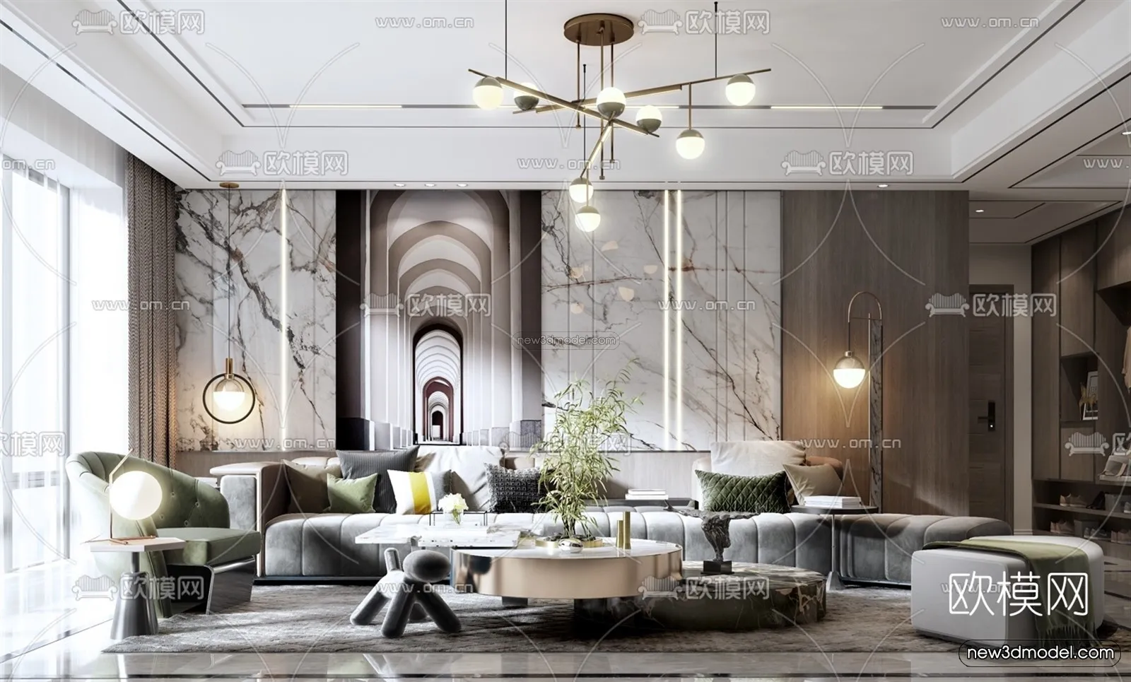 Luxury Style Interior 3D Blocks - Living Room 3D Model - 141