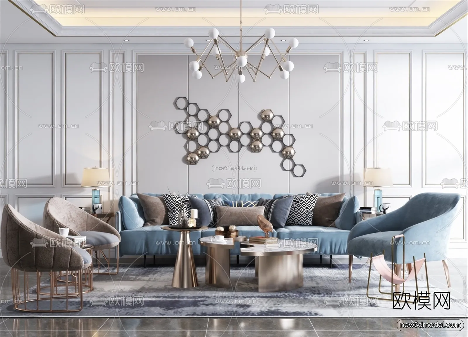 Luxury Style Interior 3D Blocks - Living Room 3D Model - 142