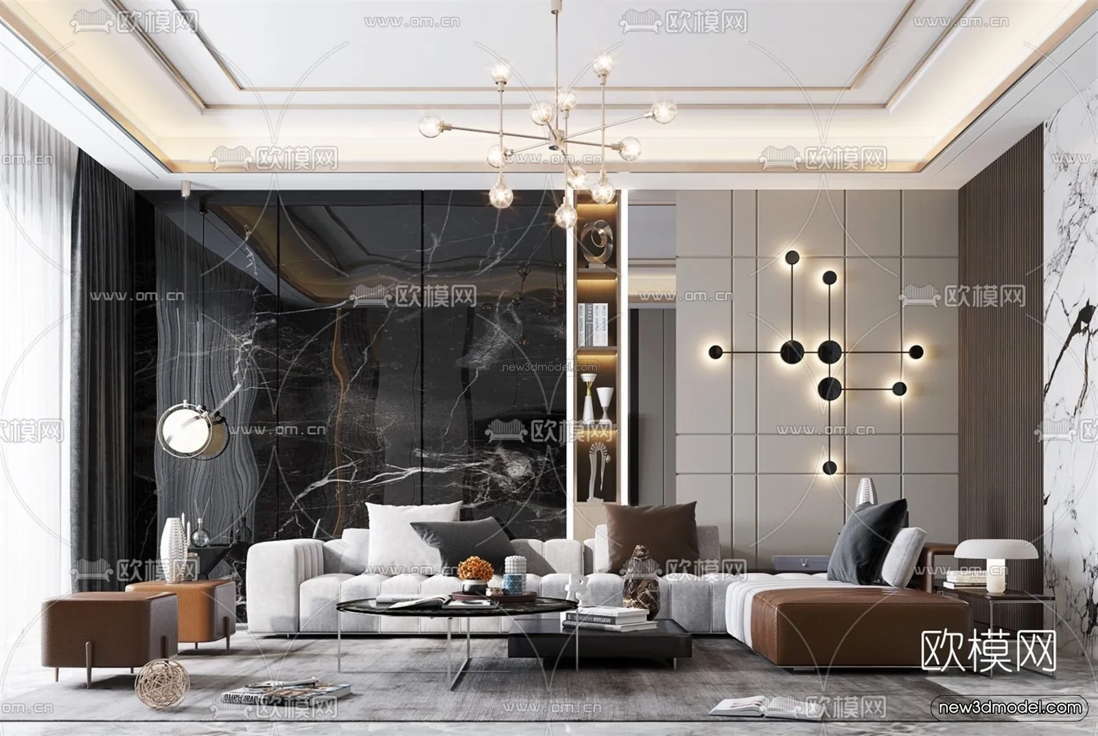 Luxury Style Interior 3D Blocks - Living Room 3D Model - 143