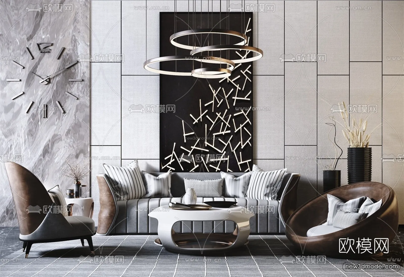 Luxury Style Interior 3D Blocks - Living Room 3D Model - 144