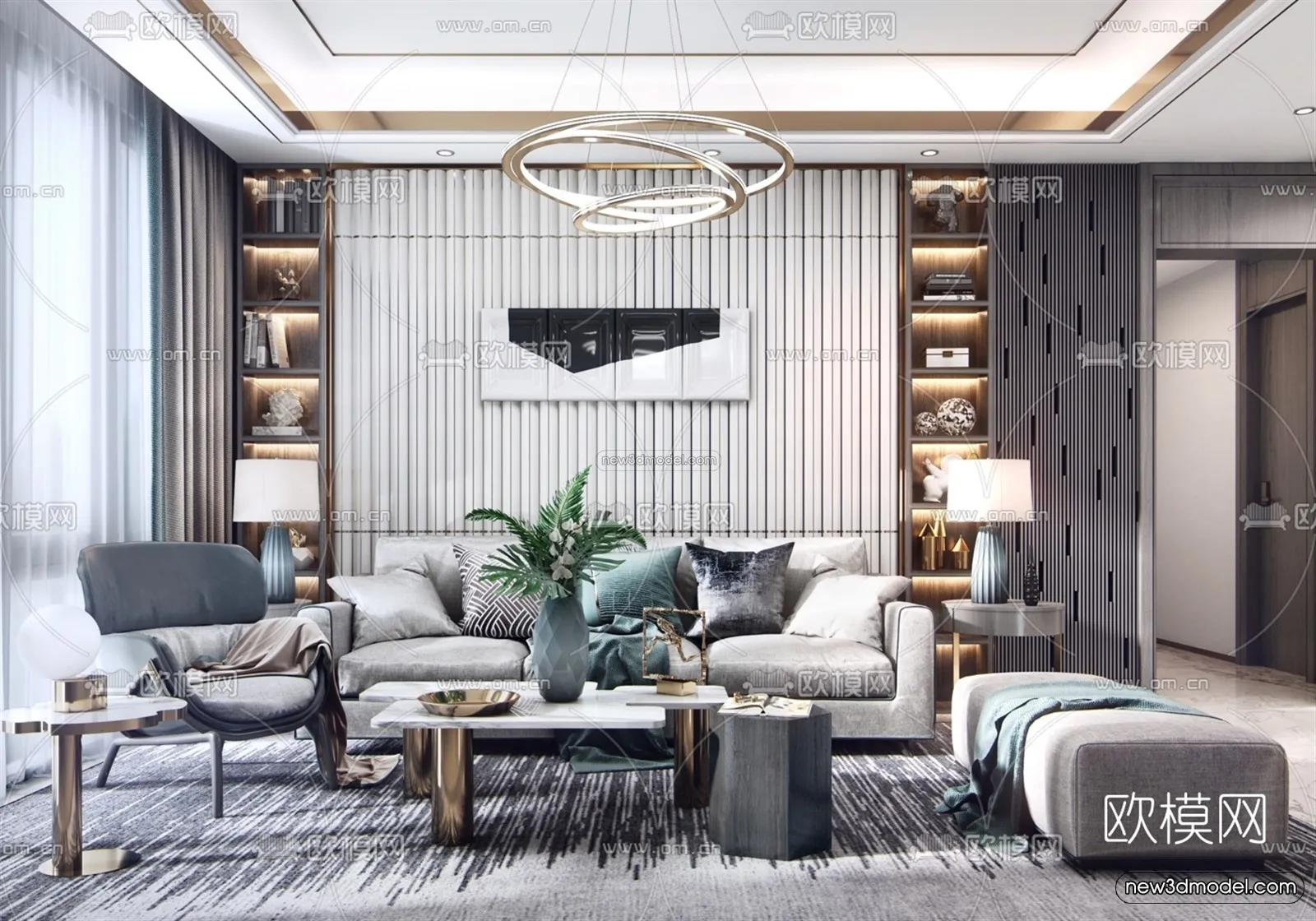 Luxury Style Interior 3D Blocks - Living Room 3D Model - 147