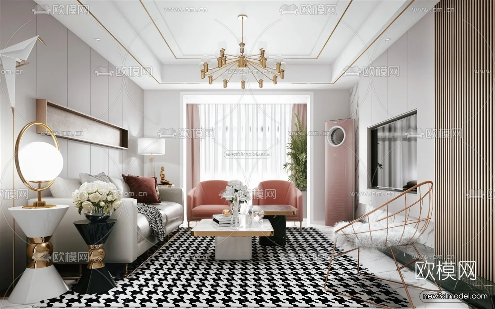 Luxury Style Interior 3D Blocks - Living Room 3D Model - 149