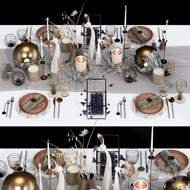 Luxury table setting _ wreath 3D Model