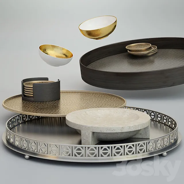 Luxury Trays Round 3D Model
