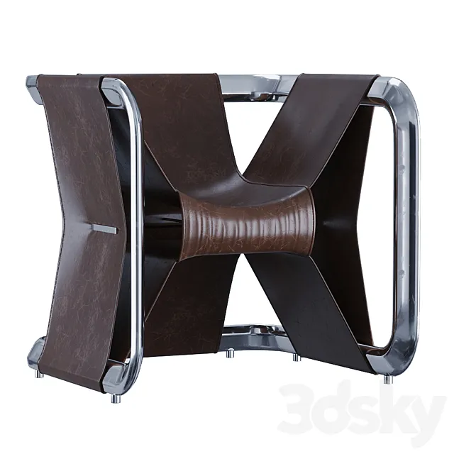 M Chair Fauteuils RILUC Acier Cuir MOM 3D Model