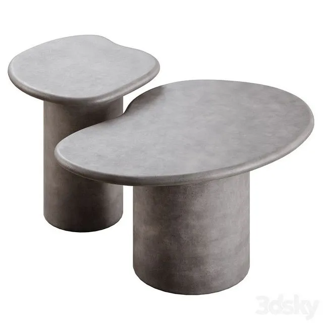 Macarella cement coffee tables in 2 colors 3D Model