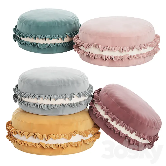 Macaron Pouf Velour Cookie pillow Free Download