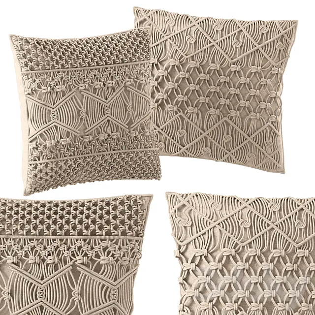 macrame cushion set 02 3DModel