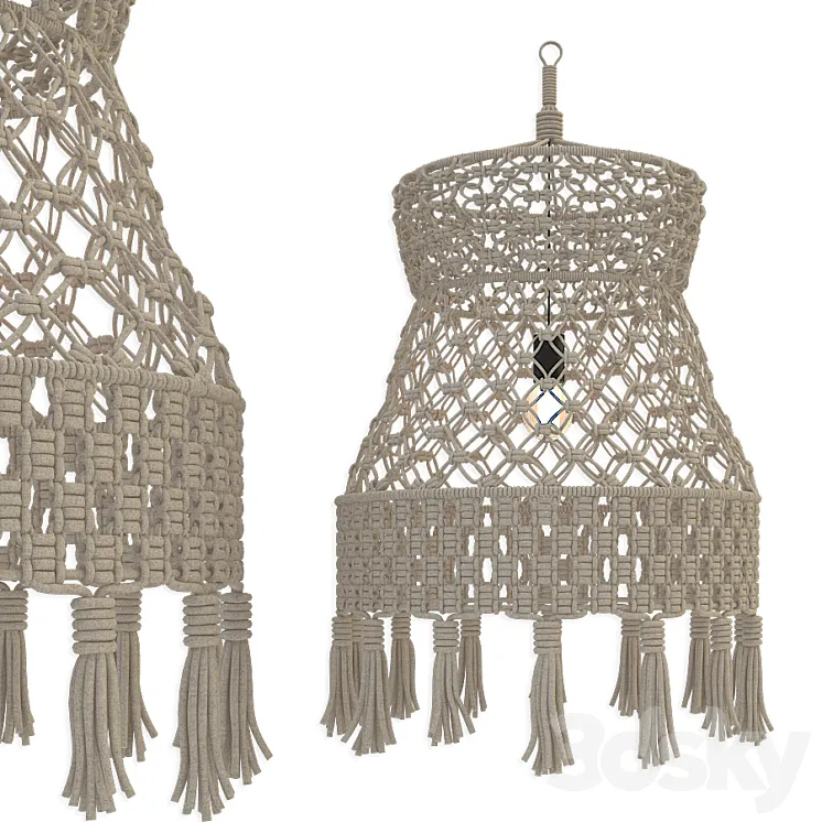Macrame Lampshade Pendant 2 3D Model Free