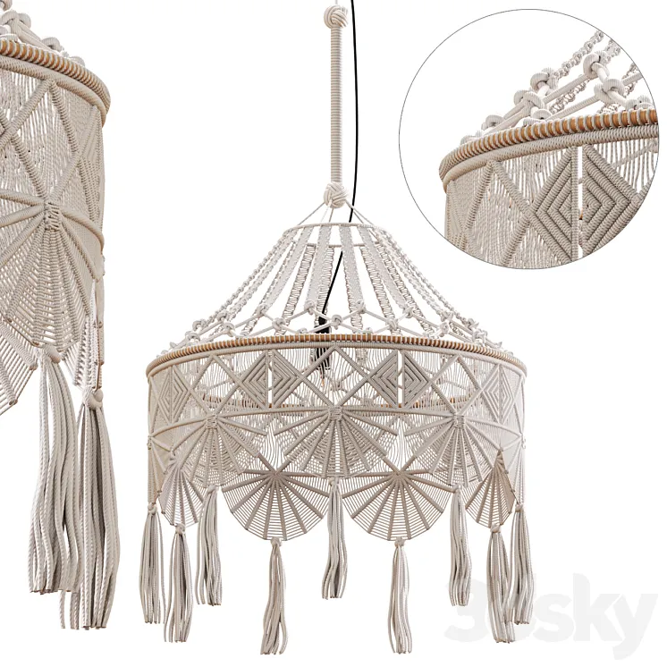 Macrame pendant lights Aliexpress 133 corona 3D Model Free