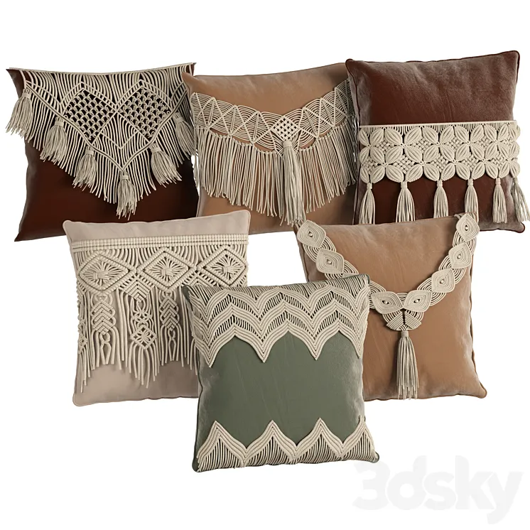 macrame pillow set 07 3D Model Free