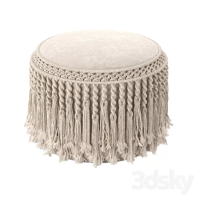 Macrame pouf Pretty Bird 3D Model