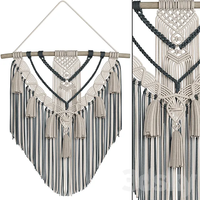 macrame wall decor set02 3D Model