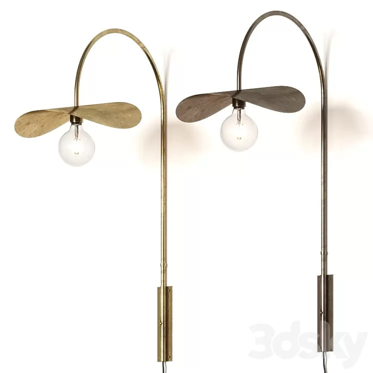 Madam Stoltz Metal Aged Brass & Bronze Wall Lamp 3D Model