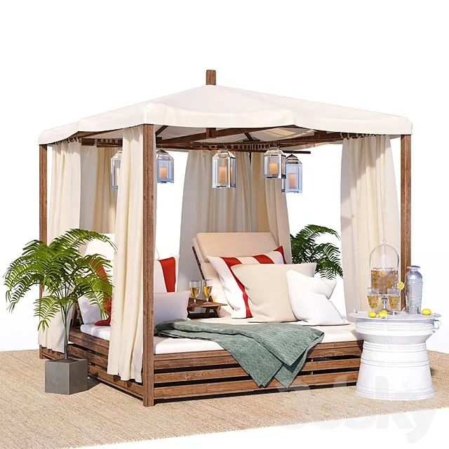 Madera teak set 3D Model