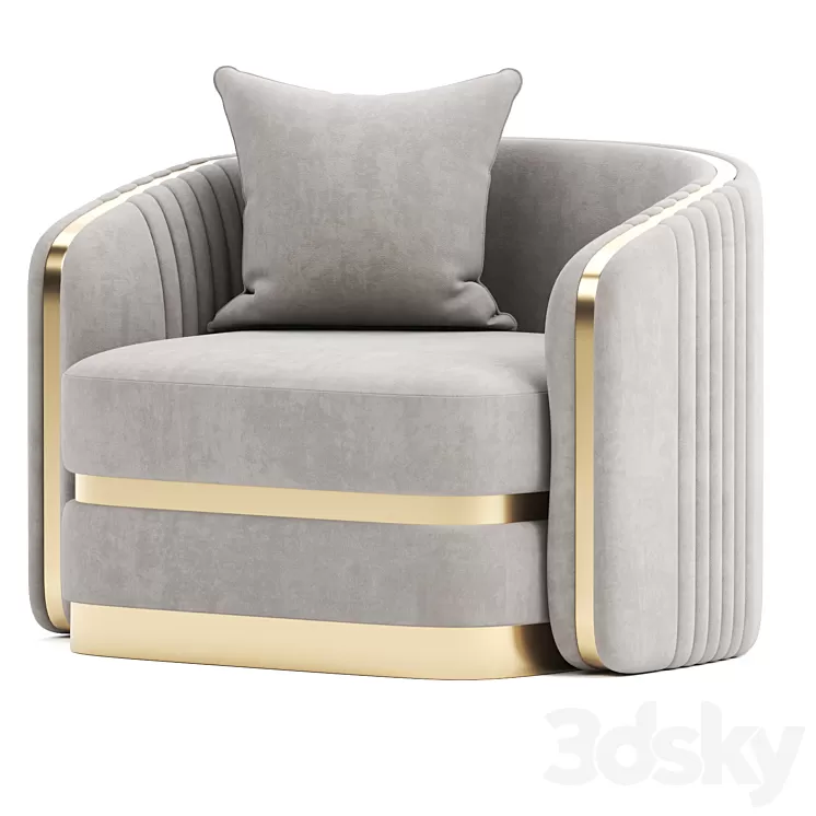 MADONNA modern golden gray glamor armchair for living room dining room 3D Model Free