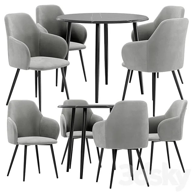 Madrid dining chair and Abilene table 3D Model