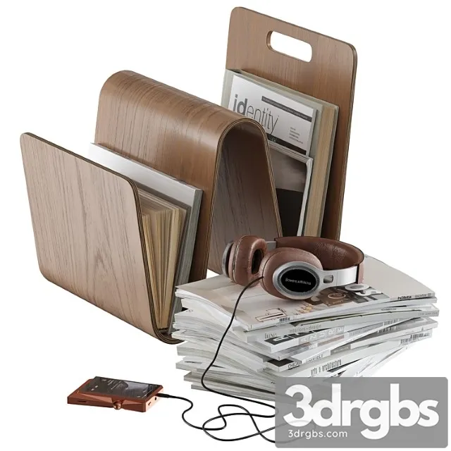 Magazine Rack Holder Book Stack Headphone Floor Accessories Decor 3D Model Free