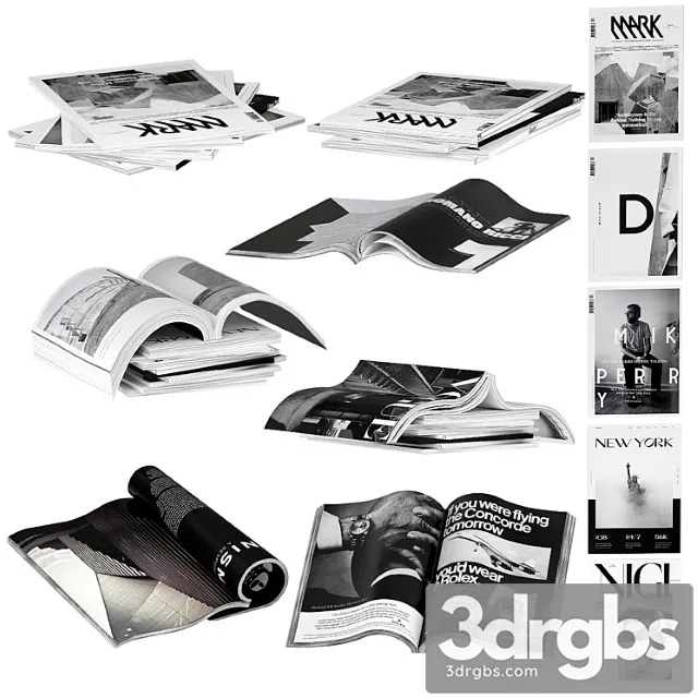 Magazines Dark Color 1 3D Model Free