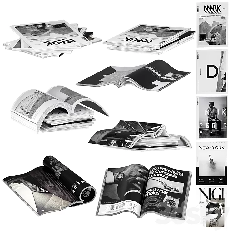 Magazines dark color 1 3D Model