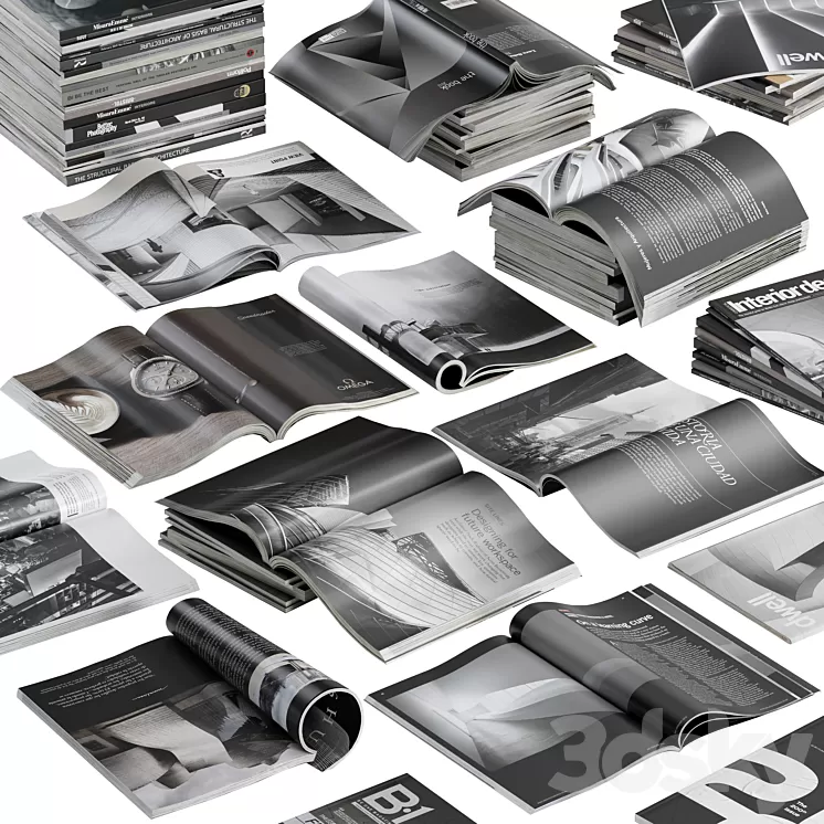 Magazines - Dark Theme 3D Model