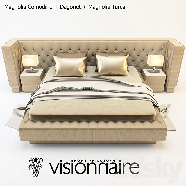 Magnolia Comodino + Dagonet + Magnolia Turca 3DModel