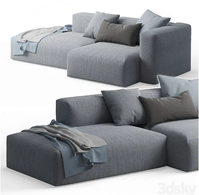 Mags Soft Corner Lounge Sofa by HAY (grey) 3D Model