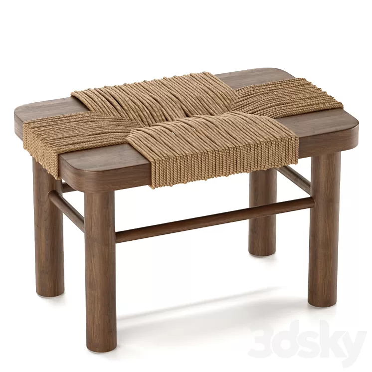 Mahogany Woden Rope Stool 3D Model