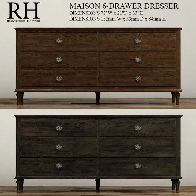 MAISON 6-DRAWER DRESSER 3D Model