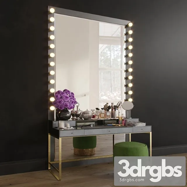 Makeup dressing table decorative set set 01 2 3D Model Free