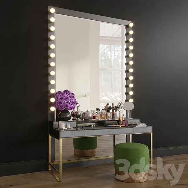 MakeUP Dressing Table Decorative Set Set_01 3DModel