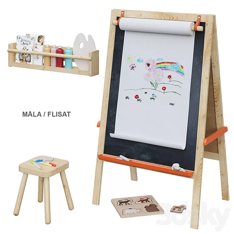 MÅLA / FLISAT IKEA Easel 3D Model Free