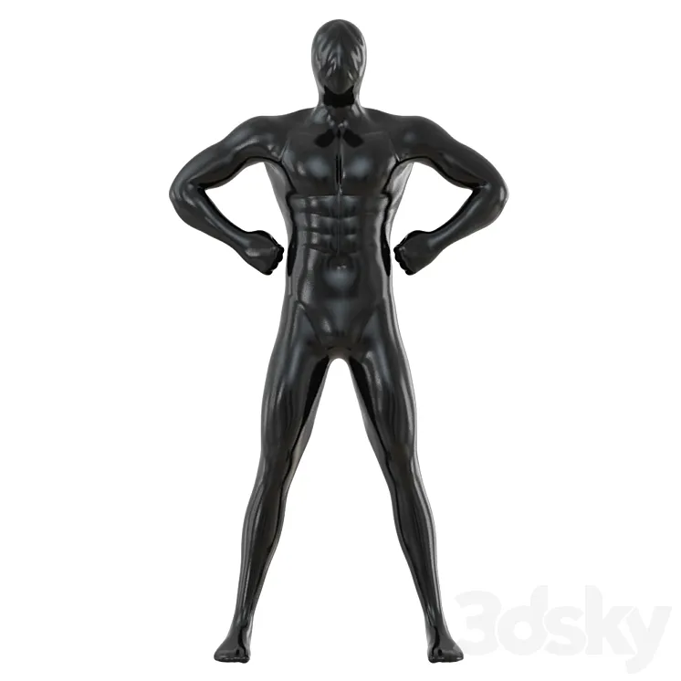 Male black mannequin in wide pose with arms on sides 97 3D Model Free
