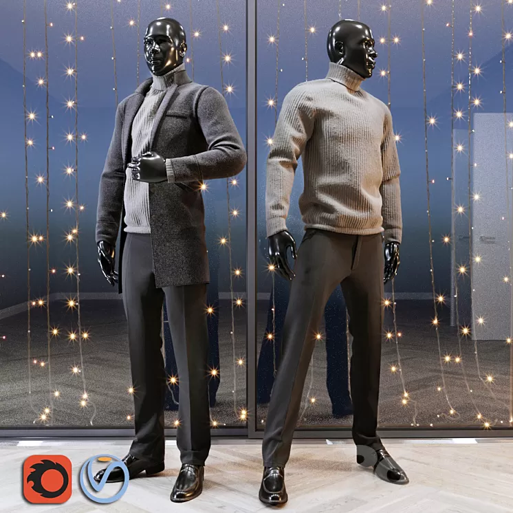 Male mannequin set 2 3D Model