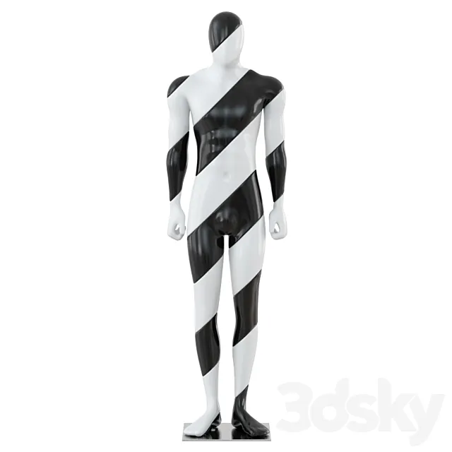 Male Mannequin with Black and White Color 57 3DModel