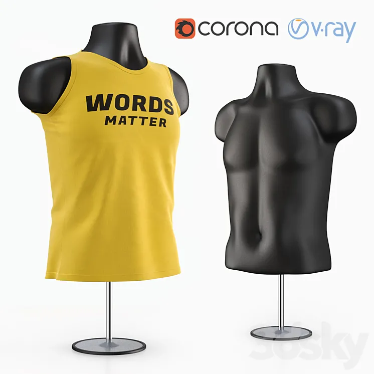 Male Torso Mannequin with t-shirt 3D Model Free