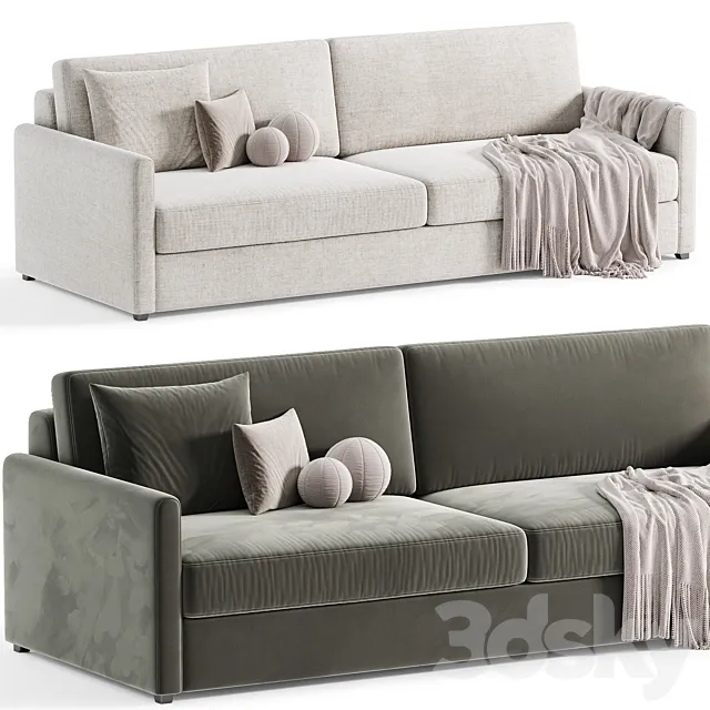 MALEA COGNAC BROWN VELVET SOFA By CB2 3D Model