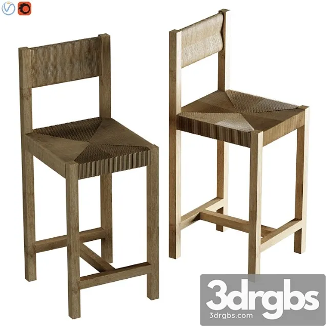 Malibu Woven Bar Counter Stools 2 3D Model Free
