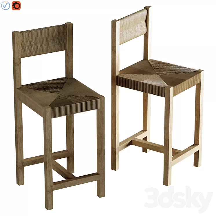 Malibu Woven Bar & Counter Stools 3D Model Free Download