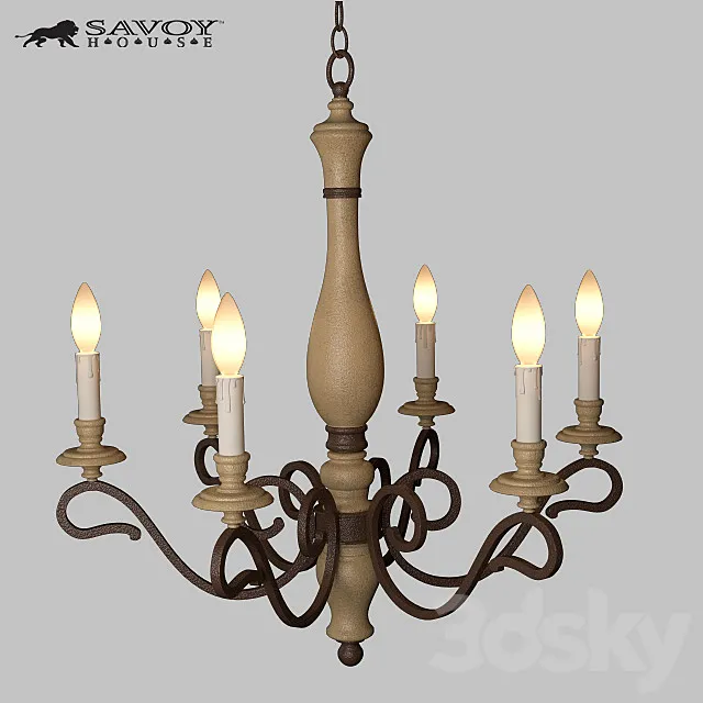 Mallory 6 Light Chandelier 3D Model