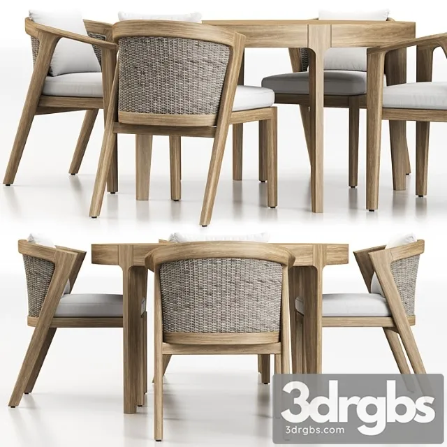 Malta teak dining set 2 3D Model Free