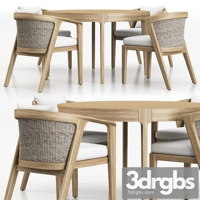 Malta Teak Dining Set 3D Model Free