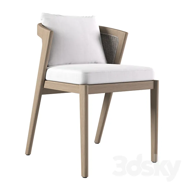 Malta Teak Dining Side Chair 3D Model